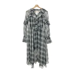 良好 Lily Brown リリーブラウン  長袖ワンピース サイズ:F  ブラック  レディース シアーボリュームフリル ロング チェック　240001105346