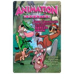 【797】新品 レトロ アルミ看板 ★ Animation Magazine ★ アニメーションマガジン 表紙 アメリカン雑貨 ガレージ フェンス ヴィンテージ プレート ブリキ看板