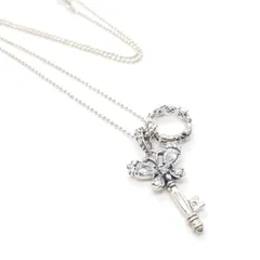 ANNA SUI アナスイ ネックレス SILVER 925 シルバー ジルコニア 蝶 バタフライモチーフ パピヨン 鍵 キー リング