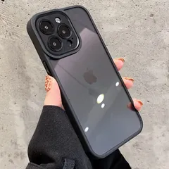 FINON iPhone15 Pro 用 ケース スマホケース iphoneケース おしゃれ 携帯ケース クリア クリアケース アルミカバー アイフォン 透明 ハイブリッドケース カメラ保護 全面カメラカバー (iPhone 15 Pro, ブラック（バン 1