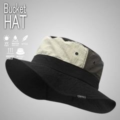 【UVカット・撥水】バケットハット ハット 帽子 メンズ レディース UVカット 撥水 NEK バイカラー 軽量 通気性 おしゃれ 7986986 (ブラック)