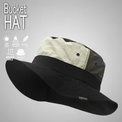 【UVカット・撥水】バケットハット ハット 帽子 メンズ レディース UVカット 撥水 NEK バイカラー 軽量 通気性 おしゃれ 7986986 (ブラック)