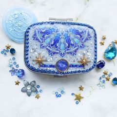 ★再々販★　ブルー曼荼羅のピルケースver.2　ハンドメイドピルケース　ハンドメイドレジン　レジンピルケース　小物入れ
