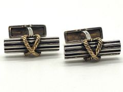 【ITS0CTCVCCL4】HERMES エルメス ヴィンテージ Au750×Ag925 ロープモチーフ カフス  10.7g