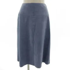 ナチュラルビューティーベーシック NATURAL BEAUTY BASIC スカート フレア ひざ下丈 スウェード調 シンプル ブルー系 青系 S