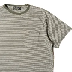 90's USA製 バナナリパブリック ボーダー コットン ポケット Tシャツ 半袖 (M) 緑×霜降り灰系 ポケT バナリパ 90年代 アメリカ製 オールド アメリカ古着 USED ビンテージ ヴィンテージ