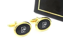 ■美品■ pierre cardin ピエールカルダン カフス カフリンクス アクセサリー ビジネス 紳士 メンズ ブラック系 DE9743 冠婚葬祭 結婚式 葬式のサムネイル