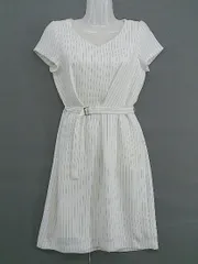 ◇ ◎ PROPORTION BODY DRESSING ウエストベルト付き 半袖 膝丈 ワンピース サイズ3 ホワイト系 レディース  【中古】 【1206130001637】