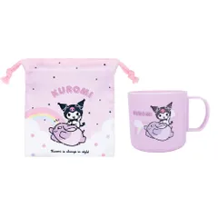 ☆ クロミ ☆ キャラクター プラコップ＆巾着セット プラコップ 巾着セット コップ袋 プラスチック コップ 子供 園児 子ども キッズ キャラクター グッズ しんちゃん すみっコぐらし ドラえもん かわいい 幼稚園 保育園 入園グッズ 入園セット