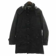 ブラックレーベルクレストブリッジ BLACK LABEL CRESTBRIDGE ダウンジャケット ジップアップ シングル スタンドカラー フード 裏地チェック ライナー付き L 黒 ブラック /NW24