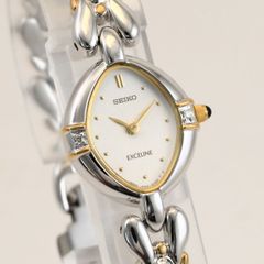 美品 電池交換済 SEIKO EXCELINE エクセリーヌ 2Pダイヤ 1F20-6B60