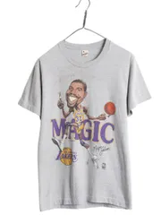 【お得なクーポン配布中!】 80s USA製 レイカーズ イラスト プリント 半袖 Tシャツ メンズ M 小さめ S 程/ ヴィンテージ NBA オフィシャル マジック ジョンソン バスケ