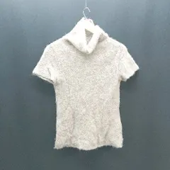 ◇ + 毛100% ハイネック 厚手 無地 半袖 ニット サイズ0 ベージュ レディース E 【1309040048232】