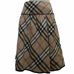 バーバリーブルーレーベル BURBERRY BLUE LABEL 美品 ノバチェックフレア スカート ウール ひざ丈 茶 ブラウン 38 約M相当 0510 ■GY14