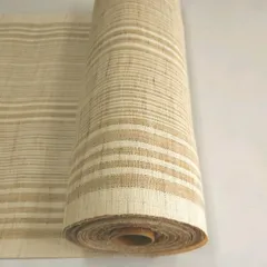 【独特の風合い】キビラ麻 細ストライプ 生成り 精錬 45cm巾×1mのサムネイル