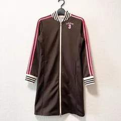 Y2K 万国旗 adidas アディダス トラックジャケット ジャージ ワンピース ブラウン レディース M 長袖 グランジ Archive 00s