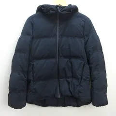 Q■ユニクロ/UNIQLO シームレス ダウンジャケット/フーディー■紺【レディースL】LADIES/27【中古】