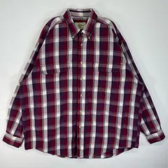 古着 00’s/00年代 エディー・バウアー Eddie Bauer 長袖シャツ チェック フラップポケ ボタンダウン L  レッド系 マルチカラー メンズ