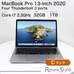 MacBook Pro 13インチ 2020 Four Thunderbolt 3 ports  Cランク カラー：スペースグレイ ストレージ：1TB メモリ：32GB    JISmacOS Ctalina 10.15.7 JISキーボード