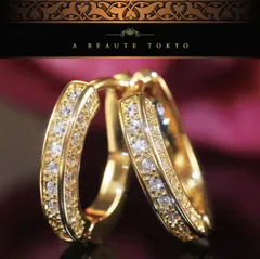 新品◆輝き保証 スワロフスキー 使用 フープ ピアス ゴールド◆silver925 ジュリーポーチ 保証書 クリスタル メンズ レディース リング