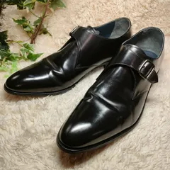 【美品】IMMAGINAZIONE 洋服の青山 シングルモンクビジネスシューズ 本革 ブラック ロングノーズ 26.5cmのサムネイル