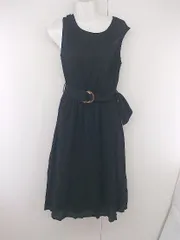 ◇ ◎ Every very nice claup ノースリーブ 膝下丈 フレア ワンピース サイズF ブラック レディース E  【1304120002531】