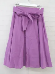 ◇ ◎ QUEENS COURT クイーンズコート ウエストリボン付き 膝下丈 フレア スカート サイズ2 パープル系 レディース  【中古】 【1205190000765】