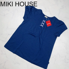 【新品タグ付き】mikiHOUSE　ミキハウス　半袖　150ㅤキッズㅤブルーㅤ青ㅤ子供服ㅤ外着　おでかけㅤプレゼントㅤギフトㅤリボン