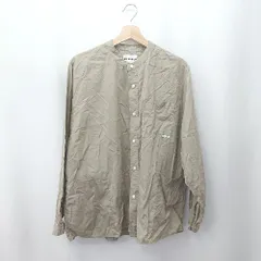 ◇ ⊂ BiG SHiRTS ビッグシャツ ノーカラー 長袖 シャツ サイズ表記なし カーキ系 メンズ E  【1506190004952】