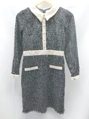 ◇ MIIA ミーア 綺麗め 千鳥柄 ひざ丈 ワンピース サイズS ブラック レディース E  【1303090012779】