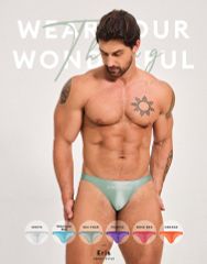 AMORESY Oceanusシリーズ メンズ 超ローライズ セクシー スポーツ スパンデックス 無地 Tバックスイムウェア