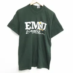 L/古着 フルーツオブザルーム 半袖 ビンテージ Tシャツ メンズ 90s EMU コットン クルーネック 濃緑 グリーン 25sep19 中古