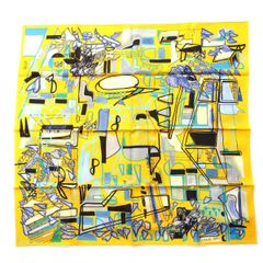 エルメス シルク カレ90 Modernisme tropical 熱帯のモダニズム スカーフ イエロー マルチカラー【中古】