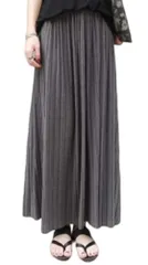 [RED RAY] [レッドレイ] グレー マキシ丈 プリーツ スカート 美脚 体型カバー ロングスカート (グレー) [グレー] [Free Size]