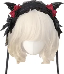 PIENSE ヘッドドレス ハロウィン ロリータ ヘアアクセ コスプレ 3WAY カチューシャ レース 髪飾り(レッド)