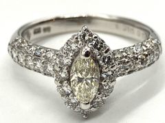 【ITDGHHM64XPC】Ponte Vecchio ポンテヴェキオ K18WG 750 マーキスファセットカット 0.68ct 0.31ct ダイヤモンド リング 4.1g