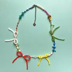 106 リボン ネックレス カラフル ビーズ ハンドメイド ビームス