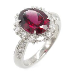 ジュエリー JEWELRY リング・指輪 ガーネット ダイヤモンド リング ｶﾞｰﾈｯﾄ 8.3g #10.5 Pt900プラチナ ダイヤモンド リング レディース Used A