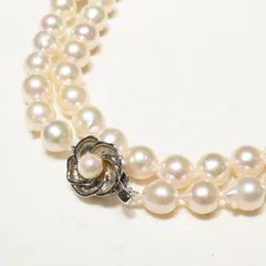 パール シルバー ネックレス セミラウンド 長め アコヤ真珠/25-259M