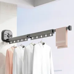 ☆ ブラック ☆ 物干しラック ☆ 吸盤式物干しラック 壁掛け 折り畳み 物干しラック 吸盤式 折り畳み 物干しポール 洗濯物干し ハンガーラック 衣類乾燥 物干し ラック 伸縮 壁掛け式 折りたたみ 格納式 折りたたみ式 壁掛け 壁掛 吸盤 室内 家庭用