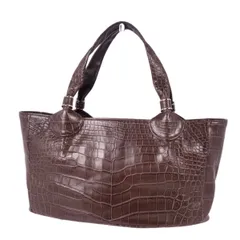 美品 ビスモ BISMO JRA バッグ ハンドバッグ トートバッグ マットクロコ ワニ革 カバン レディース ブラウン