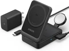【新品】【ブラック】Anker MagGo Wireless Charging Station (Foldable 3-in-1) Qi2対応 マグネット式 3-in-1 ワイヤレス充電ステーション