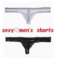 セクシーメンズショーツ❤︎ボーダーTバック❤︎黒＆白 2枚セット（Lサイズ）