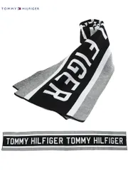 トミーヒルフィガー メンズ マフラー TOMMY HILFIGER ブランド ロゴ ライン 防寒 ギフト プレゼント ユニセックス TMTH100158 (グレー)