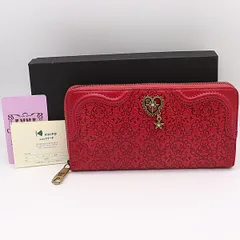 良品 箱付 アナスイ 長財布 石付 赤 NKG