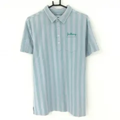 ★特価★ジャックバニー 半袖ポロシャツ ライトグレー×グリーン ストライプ ロゴ刺しゅう  メンズ 6(ＸＬ) ゴルフウェア Jack Bunny