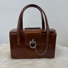 Cartier (カルティエ ) パンテール ハンドバッグ カーフレザー ブラウン シルバー金具 【中古】