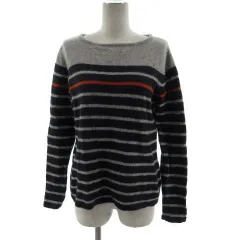 アーバンリサーチ URBAN RESEARCH ニット セーター ボートネック 長袖 ウール ボーダー グレー ネイビー 紺 オレンジ 40