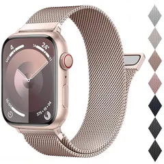 [OULUOQI] アップルウォッチ用のバンド コンパチブル 49mm 46mm 45mm 44mm 42mm 41mm 40mm 38mm ステンレス ベルト 長さ調節 男女兼用 マグネット 留め金 メッシュ 通気 Watch Series Ultra/