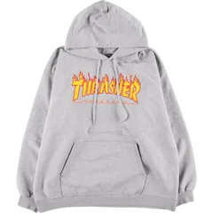 希少 THRASHER プルオーバーパーカー スラッシャー ビッグロゴ デカロゴ-